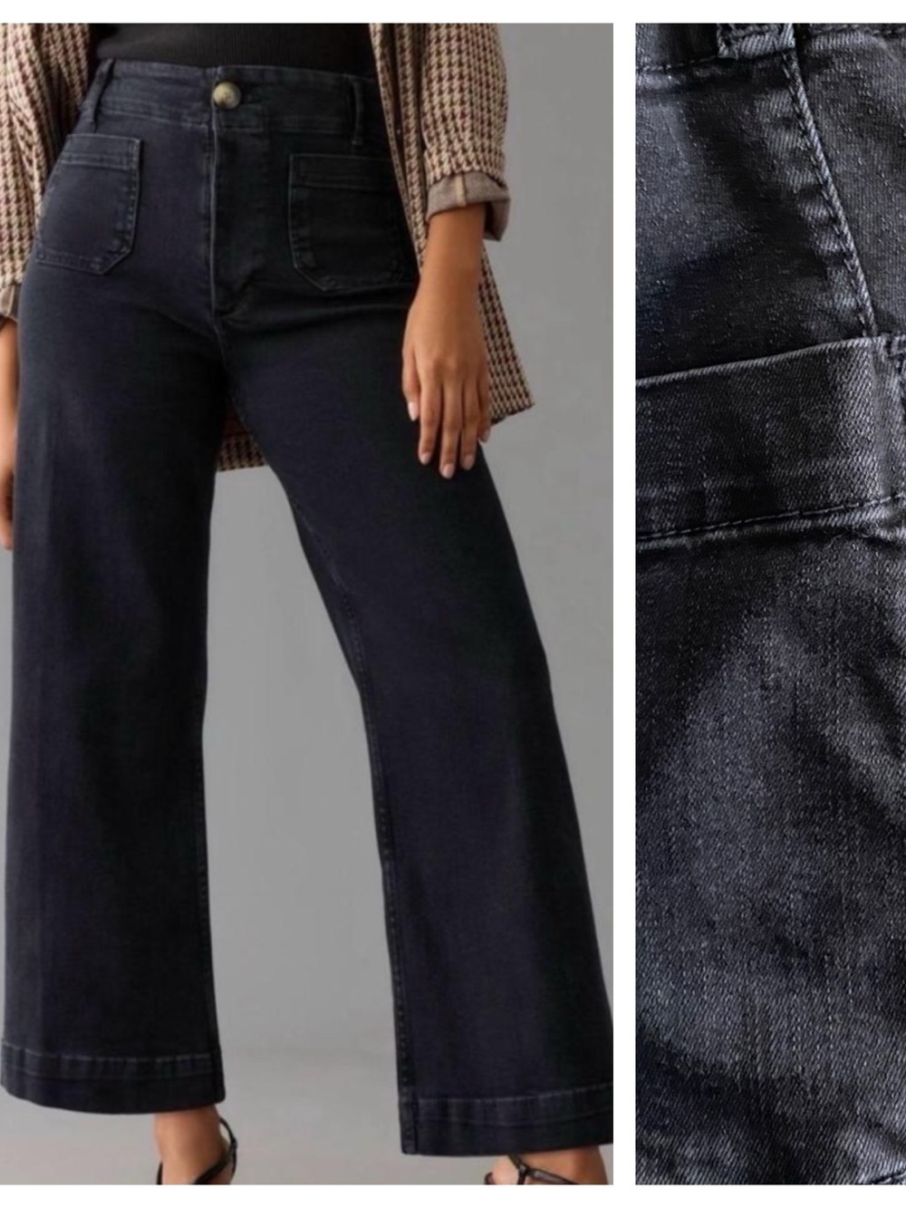 Anthropologie Pilcro The Skipper Jeans Cropped Wide Leg Washed Black 29